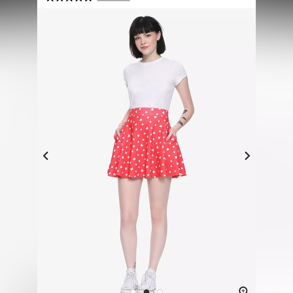 Disney Minnie Mouse Red Polka Dot Skater Skirt XS Hot Topic Stretch Mini